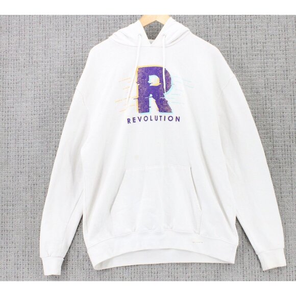 Champions Hoodie Sweatshirt Mens XL White Pullover Drawstring Revolution Graphic - Picture 1 of 11